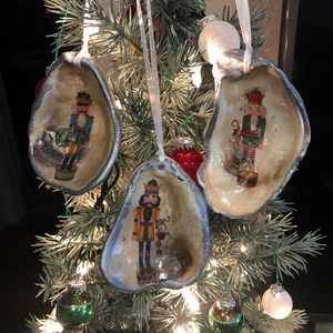 Handmade, nutcracker, oyster-shell ornament